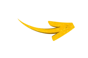 Curved yellow arrow with a distressed, hand-painted texture, pointing upward and to the right.